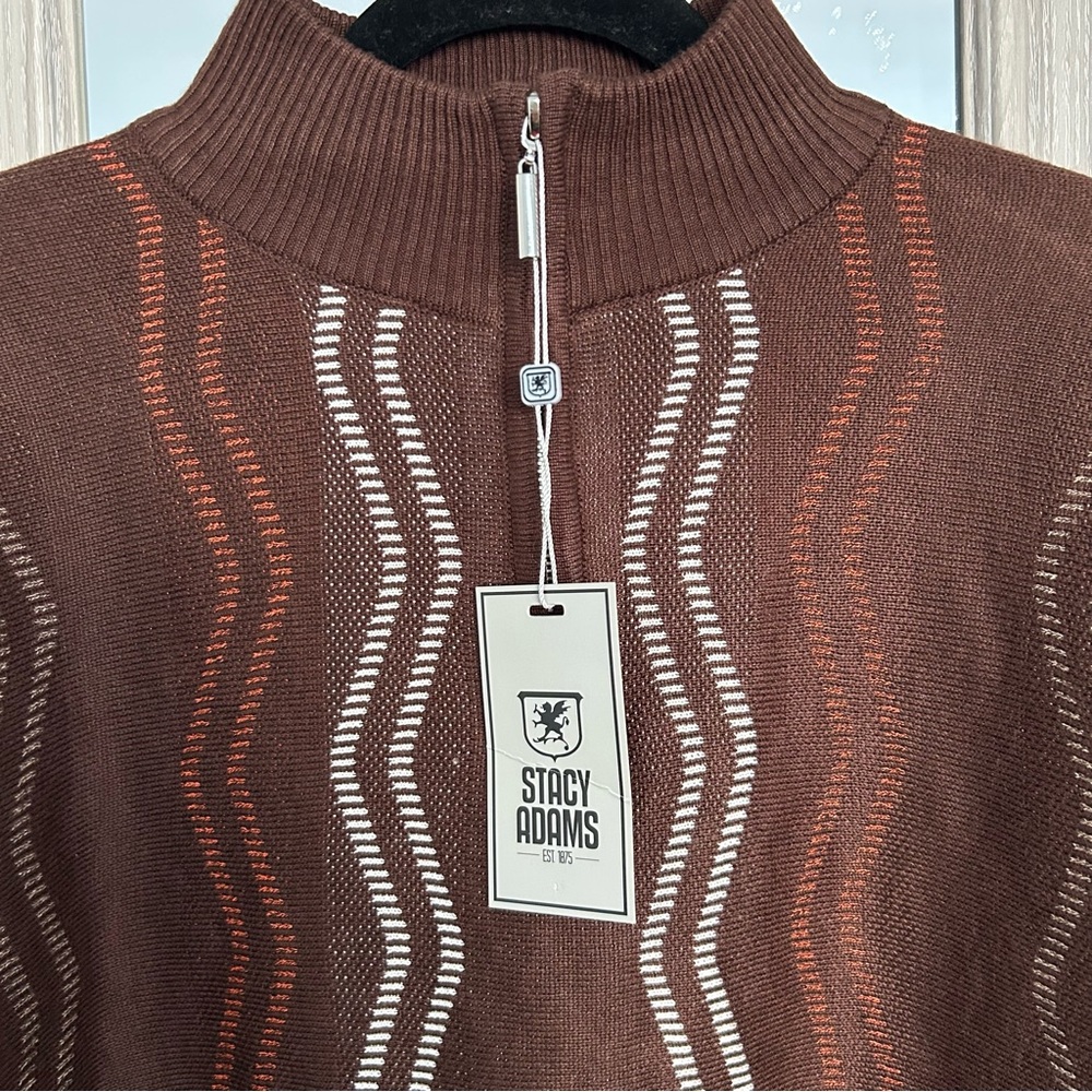 Stacy Adams Men’s Sweater Half Zip Medium Geometric Pullover - Picture 2 of 9